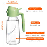 YARRAMATE 16oz/470ml Glass Olive Oil Sprayer for Cooking with Stickers, 2 in 1 Oil Dispenser for Kitchen Gadgets, Food Grade Premium Spray Bottle with Portion Control for Salad, Frying, BBQ (Black)