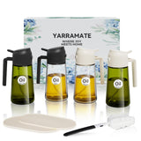 YARRAMATE 16oz/470ml Glass Olive Oil Sprayer for Cooking with Stickers, 2 in 1 Oil Dispenser for Kitchen Gadgets, Food Grade Premium Spray Bottle with Portion Control for Salad, Frying, BBQ (Black)