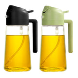 YARRAMATE 16oz/470ml Glass Olive Oil Sprayer for Cooking with Stickers, 2 in 1 Oil Dispenser for Kitchen Gadgets, Food Grade Premium Spray Bottle with Portion Control for Salad, Frying, BBQ (Black)