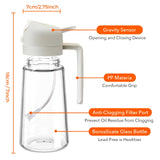 YARRAMATE 16oz/470ml Glass Olive Oil Sprayer for Cooking with Stickers, 2 in 1 Oil Dispenser for Kitchen Gadgets, Food Grade Premium Spray Bottle with Portion Control for Salad, Frying, BBQ (Black)