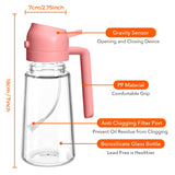 YARRAMATE 16oz/470ml Glass Olive Oil Sprayer for Cooking with Stickers, 2 in 1 Oil Dispenser for Kitchen Gadgets, Food Grade Premium Spray Bottle with Portion Control for Salad, Frying, BBQ (Black)
