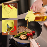 YARRAMATE 16oz/470ml Glass Olive Oil Sprayer for Cooking with Stickers, 2 in 1 Oil Dispenser for Kitchen Gadgets, Food Grade Premium Spray Bottle with Portion Control for Salad, Frying, BBQ (Black)