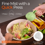 YARRAMATE 16oz/470ml Glass Olive Oil Sprayer for Cooking with Stickers, 2 in 1 Oil Dispenser for Kitchen Gadgets, Food Grade Premium Spray Bottle with Portion Control for Salad, Frying, BBQ (Black)
