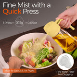 YARRAMATE 16oz/470ml Glass Olive Oil Sprayer for Cooking with Stickers, 2 in 1 Oil Dispenser for Kitchen Gadgets, Food Grade Premium Spray Bottle with Portion Control for Salad, Frying, BBQ (Black)