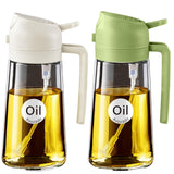 YARRAMATE 16oz/470ml Glass Olive Oil Sprayer for Cooking with Stickers, 2 in 1 Oil Dispenser for Kitchen Gadgets, Food Grade Premium Spray Bottle with Portion Control for Salad, Frying, BBQ (Black)