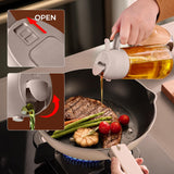 YARRAMATE 16oz/470ml Glass Olive Oil Sprayer for Cooking with Stickers, 2 in 1 Oil Dispenser for Kitchen Gadgets, Food Grade Premium Spray Bottle with Portion Control for Salad, Frying, BBQ (Black)