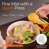 YARRAMATE 16oz/470ml Glass Olive Oil Sprayer for Cooking with Stickers, 2 in 1 Oil Dispenser for Kitchen Gadgets, Food Grade Premium Spray Bottle with Portion Control for Salad, Frying, BBQ (Black)