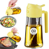 YARRAMATE 16oz/470ml Glass Olive Oil Sprayer for Cooking with Stickers, 2 in 1 Oil Dispenser for Kitchen Gadgets, Food Grade Premium Spray Bottle with Portion Control for Salad, Frying, BBQ (Black)