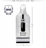QPEY 6 Set Wine Bottle Travel Protector Bags, Resealable Wine Sleeves For Suitcase Luggage, Double Layer Wine Skins For Airplane Leak Proof