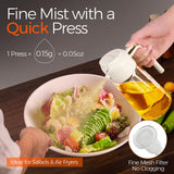 YARRAMATE 16oz/470ml Glass Olive Oil Sprayer for Cooking with Stickers, 2 in 1 Oil Dispenser for Kitchen Gadgets, Food Grade Premium Spray Bottle with Portion Control for Salad, Frying, BBQ (Black)
