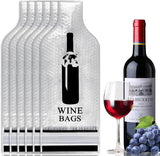 QPEY 6 Set Wine Bottle Travel Protector Bags, Resealable Wine Sleeves For Suitcase Luggage, Double Layer Wine Skins For Airplane Leak Proof