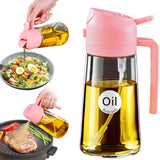 YARRAMATE 16oz/470ml Glass Olive Oil Sprayer for Cooking with Stickers, 2 in 1 Oil Dispenser for Kitchen Gadgets, Food Grade Premium Spray Bottle with Portion Control for Salad, Frying, BBQ (Black)