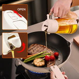 YARRAMATE 16oz/470ml Glass Olive Oil Sprayer for Cooking with Stickers, 2 in 1 Oil Dispenser for Kitchen Gadgets, Food Grade Premium Spray Bottle with Portion Control for Salad, Frying, BBQ (Black)