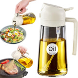YARRAMATE 16oz/470ml Glass Olive Oil Sprayer for Cooking with Stickers, 2 in 1 Oil Dispenser for Kitchen Gadgets, Food Grade Premium Spray Bottle with Portion Control for Salad, Frying, BBQ (Black)
