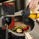 YARRAMATE 16oz/470ml Glass Olive Oil Sprayer for Cooking with Stickers, 2 in 1 Oil Dispenser for Kitchen Gadgets, Food Grade Premium Spray Bottle with Portion Control for Salad, Frying, BBQ (Black)