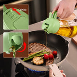 YARRAMATE 16oz/470ml Glass Olive Oil Sprayer for Cooking with Stickers, 2 in 1 Oil Dispenser for Kitchen Gadgets, Food Grade Premium Spray Bottle with Portion Control for Salad, Frying, BBQ (Black)