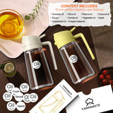 YARRAMATE 16oz/470ml Glass Olive Oil Sprayer for Cooking with Stickers, 2 in 1 Oil Dispenser for Kitchen Gadgets, Food Grade Premium Spray Bottle with Portion Control for Salad, Frying, BBQ (Black)