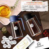 YARRAMATE 16oz/470ml Glass Olive Oil Sprayer for Cooking with Stickers, 2 in 1 Oil Dispenser for Kitchen Gadgets, Food Grade Premium Spray Bottle with Portion Control for Salad, Frying, BBQ (Black)