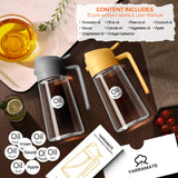 YARRAMATE 16oz/470ml Glass Olive Oil Sprayer for Cooking with Stickers, 2 in 1 Oil Dispenser for Kitchen Gadgets, Food Grade Premium Spray Bottle with Portion Control for Salad, Frying, BBQ (Black)
