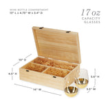 Wood Wine Gift Box with 2 Stemless Glasses