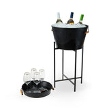 Black Beverage Tub with Stand & Tray