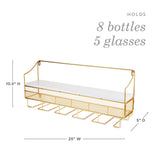 Wall Mounted Wine Rack & Cork Storage in Gold