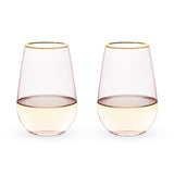Rose Crystal Stemless Wine Glass Set