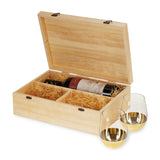 Wood Wine Gift Box with 2 Stemless Glasses